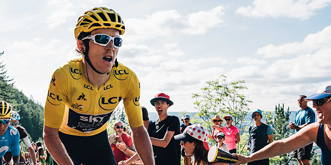 Geraint Thomas yellow jersey in the Tour De France 2018