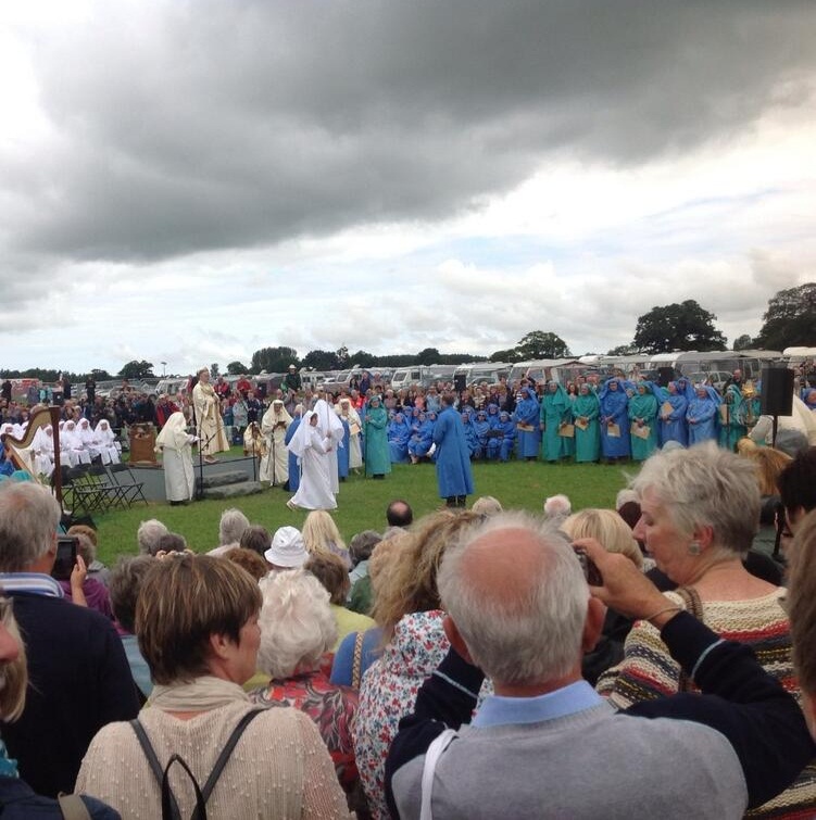 The Gorsedd ceremony taking place outside the Assembly stand. 