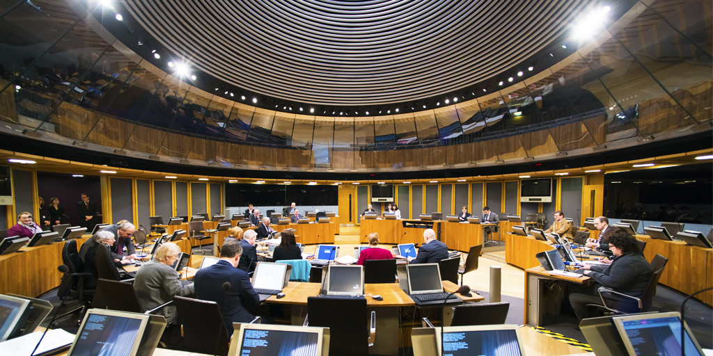 Senedd during Plenary showing AMs in their seats