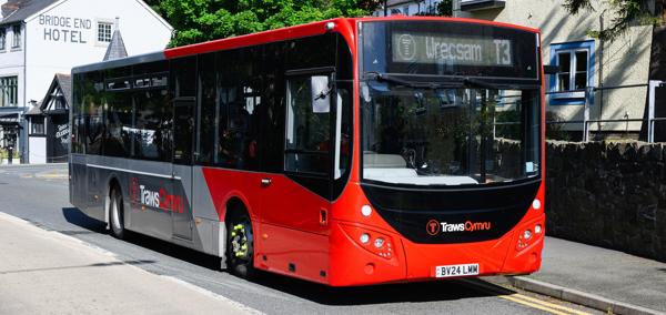 A picture of the TrawsCymru T3 bus service to Wrexham