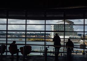 View from Senedd overlooking Cardiff Bay. 