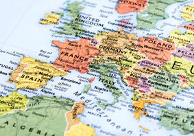 A map focussed on the UK and Europe