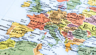 A map focussed on the UK and Europe