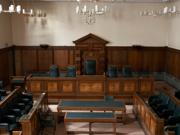 Photo of an empty courtroom