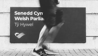 Greyscale legs by Ty Hywel sign