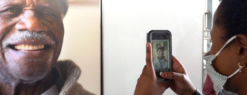 A photo of the Windrush exhibition at the Senedd