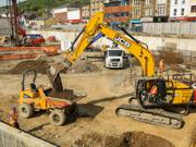 Construction work taking place at a building site.