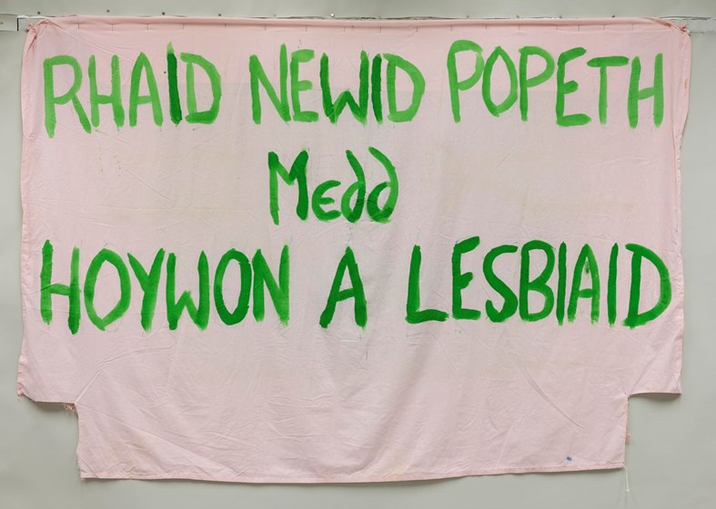 Banner used by CYLCH to protest against Section 28 in a march in Aberystwyth.