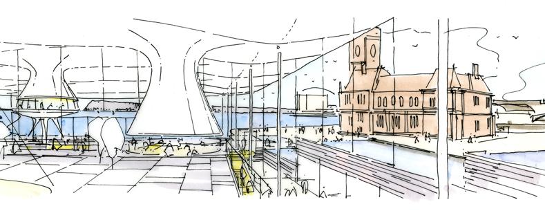 Ivan Harbour’s early sketches for the Senedd