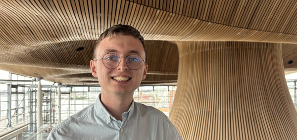 A photo of Cai Phillips at the Senedd