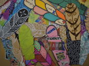 A collection of member’s feathers designed with decorative symbols and meaningful messages and images of hope. 