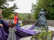 The statue of Cranogwen, created by Sculptor Sebastien Boyesen, was unveiled in Llangrannog by village children on 10 June 2024.