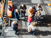 Group of visitors in the foyer