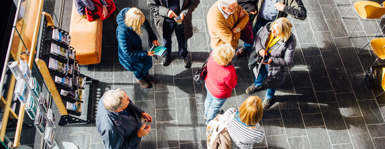 Group of visitors in the foyer